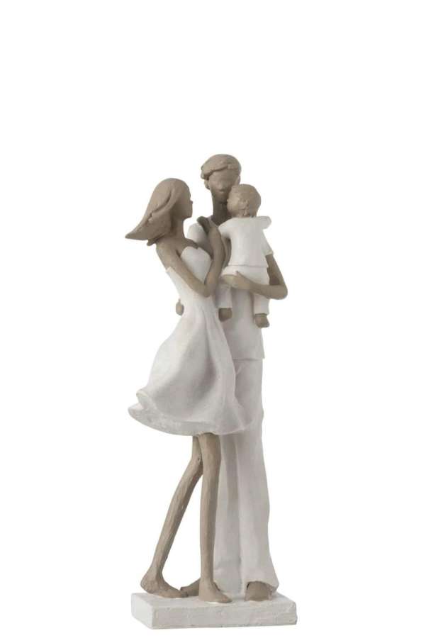 COUPLE WITH CHILD POLY WHITE/TAUPE