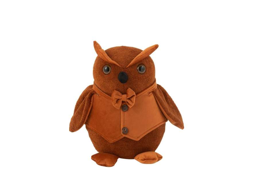 DOOR STOP OWL BOUCLÉ/VELVET COGNAC