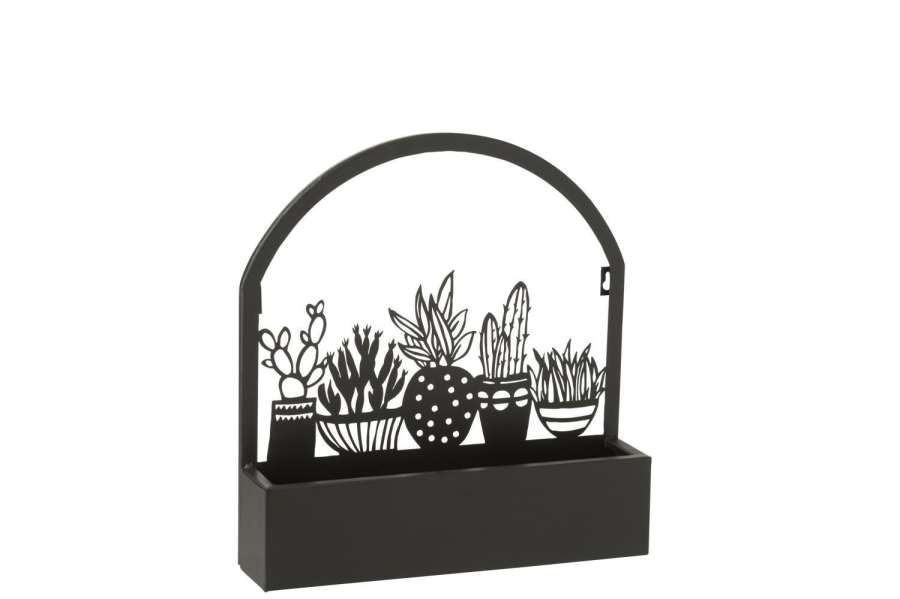 WALL DECORATION/FLOWERS POT CACTUS METAL BLACK
