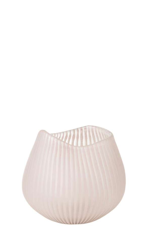 VASE STRIPE GLASS LIGHT PINK SMALL