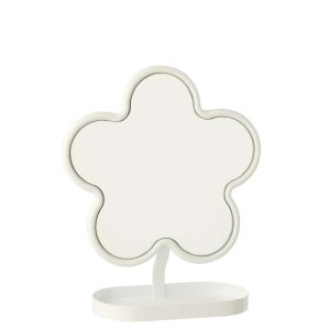 TABLE MIRROR FLOWER IRON WHITE
