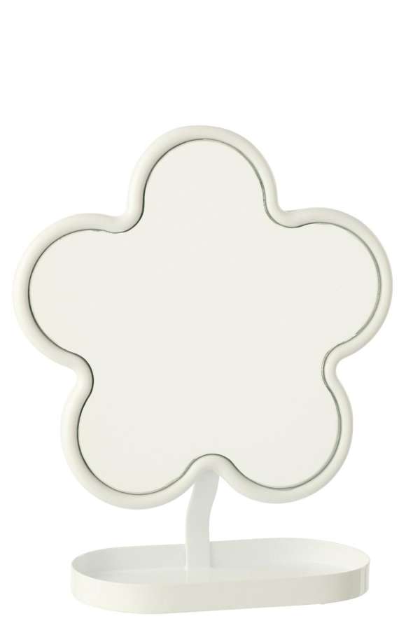 TABLE MIRROR FLOWER IRON WHITE