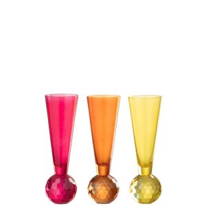CHAMPAGNE GLASS BALL GLASS YELLOW/ORANGE ASSORTMENT OF 3