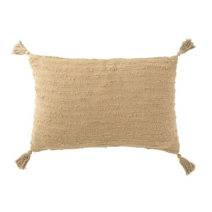 CUSHION RECTANGLE+TASSELS COTTON DARK BEIGE