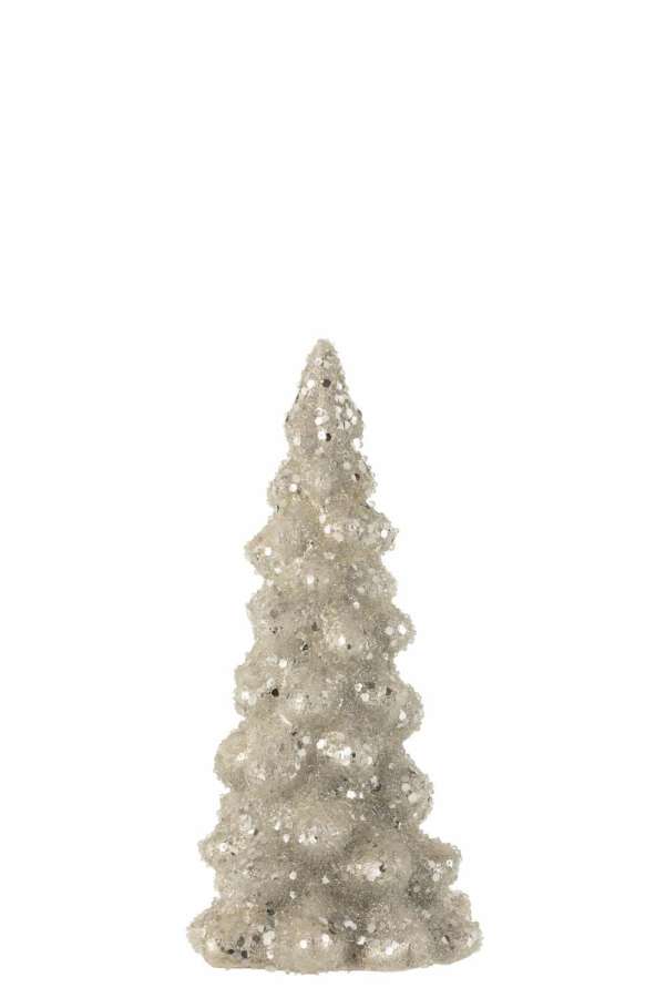 CHRISTMAS TREE DECO SUGAR GLASS SHINY LIGHT GREY/SILVER SMALL