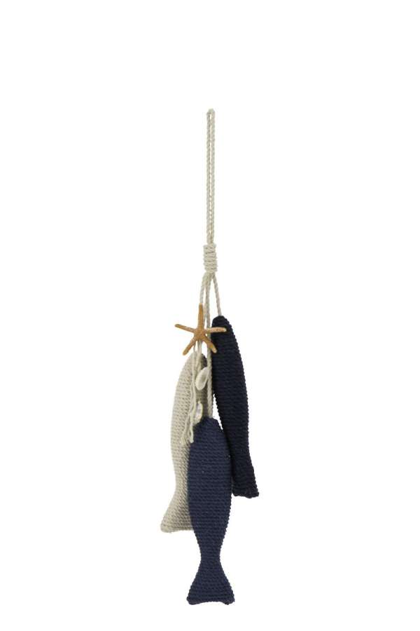 HANGER FISH ROPE/MDF BLUE/WHITE