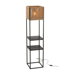 LAMP SQUARE IRON/JUTE NATURAL/BLACK