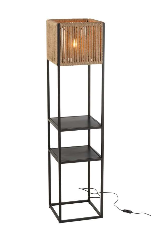 LAMP SQUARE IRON/JUTE NATURAL/BLACK