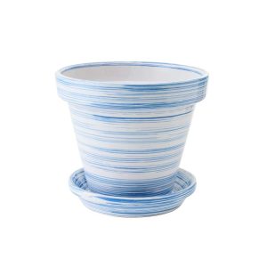 FLOWERPOT CERAMIC BLUE/WHITE LARGE