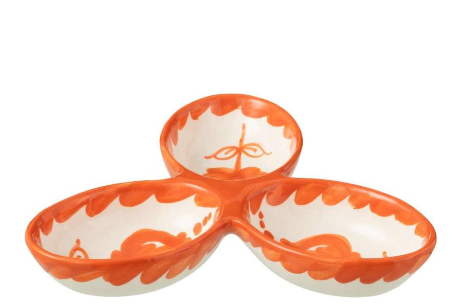 APERO DISH GRANADA CLOVER CERAMIC WHITE/ORANGE