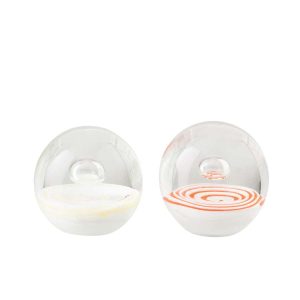PAPERWEIGHT BALL GLASS ORANGE/YELLOW ASSORTMENT OF 2
