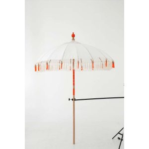 PARASOL FLAVIE WOOD/COTTON ECRU/ORANGE