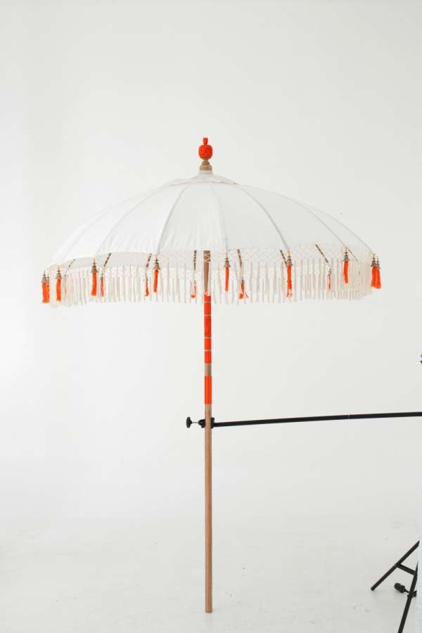 PARASOL FLAVIE WOOD/COTTON ECRU/ORANGE