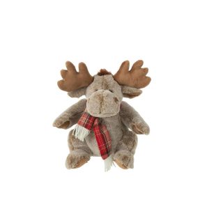 REINDEER+SCARF PLUSH POLYESTER BROWN MEDIUM