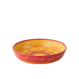 PLATE DEEP CERAMIC ORANGE/RED