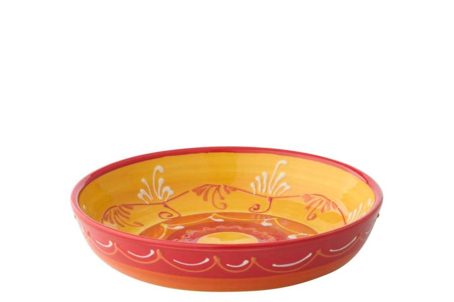 PLATE DEEP CERAMIC ORANGE/RED