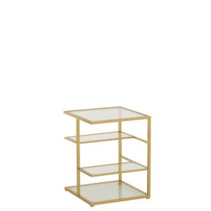 SIDE TABLE IRON/GLASS GOLD COLORED