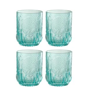 GIFTBOX 4 DRINKING GLASS MAYA GLASS TURQUOISE