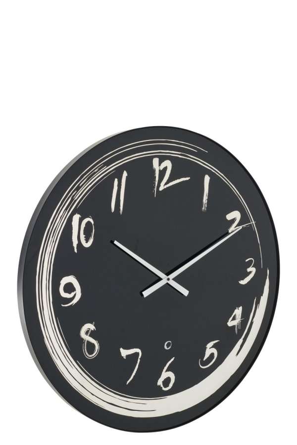 WALL CLOCK LED BLUE LIGHT GLASS BLACK