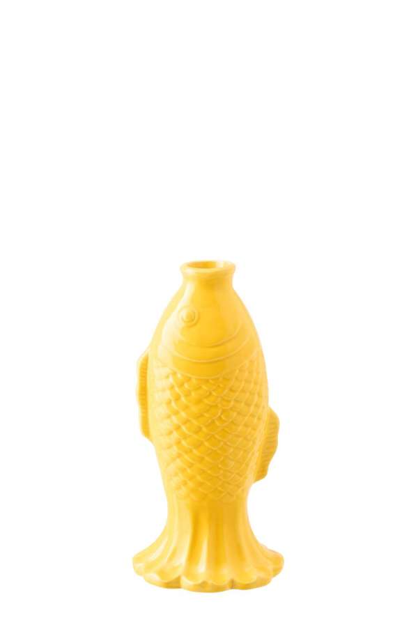VASE SOLIFLORE FISH LONG STONEWARE YELLOW