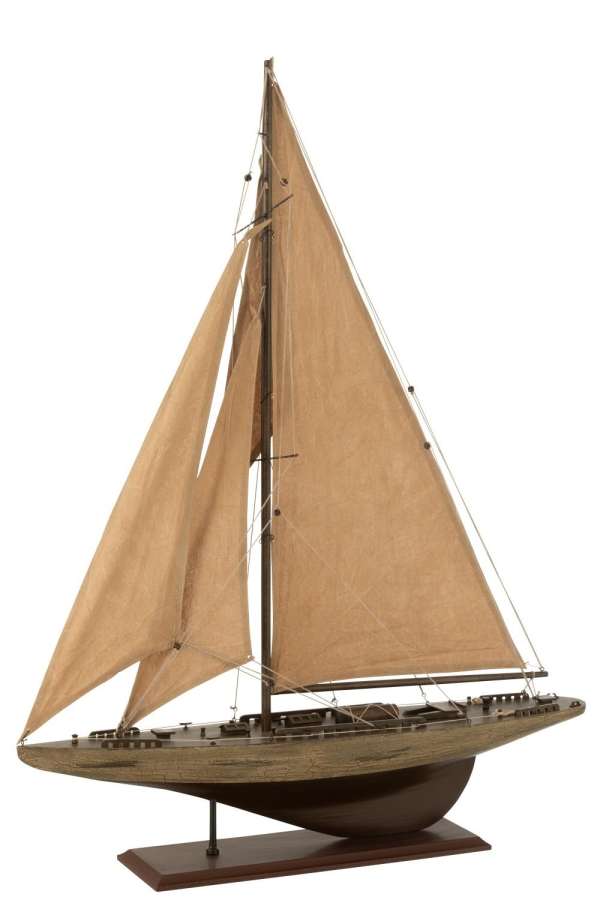 SAILBOAT WOOD BROWN LARGE