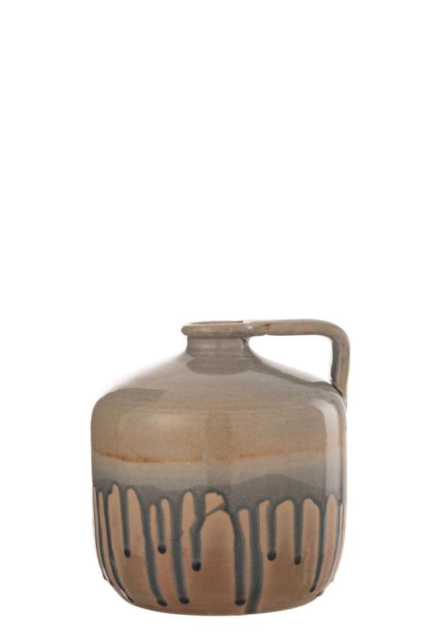 JUG HANDLE CERAMIC BEIGE/GREY SMALL