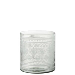 HURRICANE PATTERN GLASS TRANSPARENT/WHITE LARGE