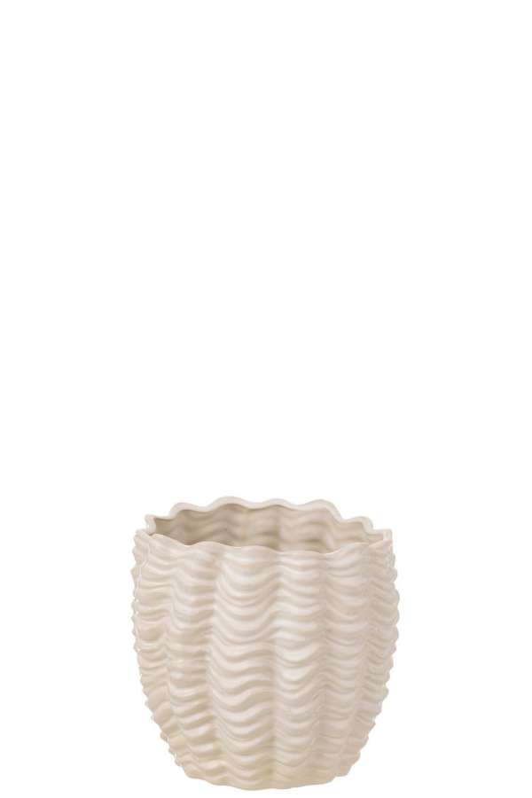FLOWERPOT SHELL CERAMIC BEIGE SMALL