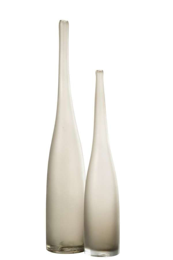 SET OF 2 VASES YARA FLUTE GLASS  GREIGE