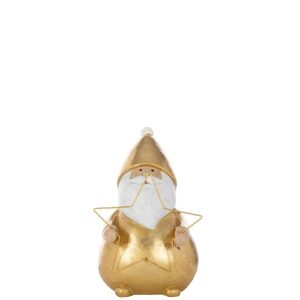SANTA CLAUS LED STAR POLYRESIN GOLD COLORED LARGE