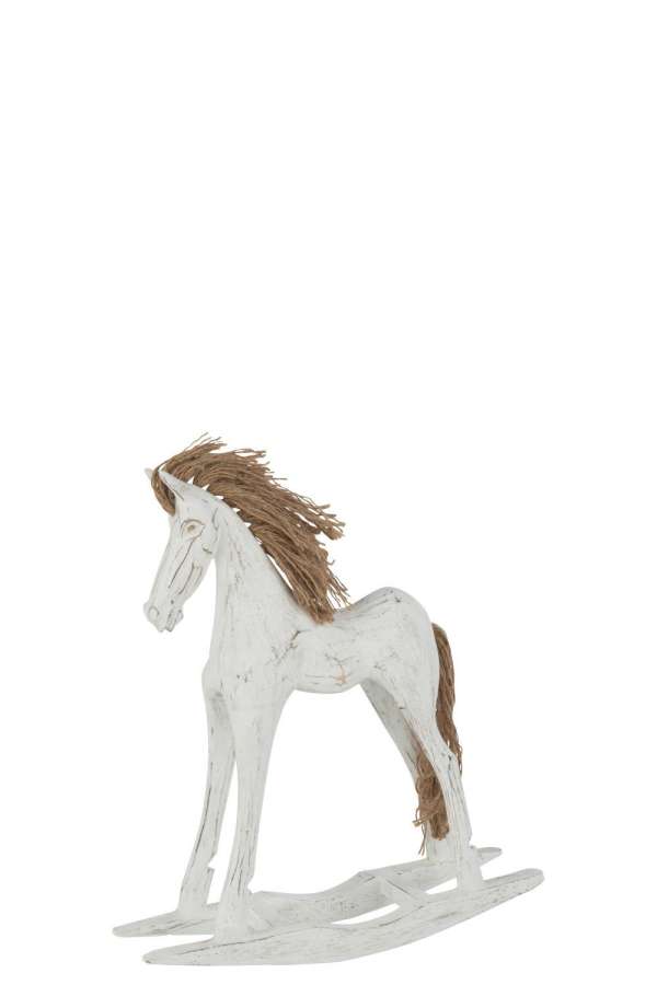 ROCKING HORSE ALBASIA WOOD WHITE SMALL