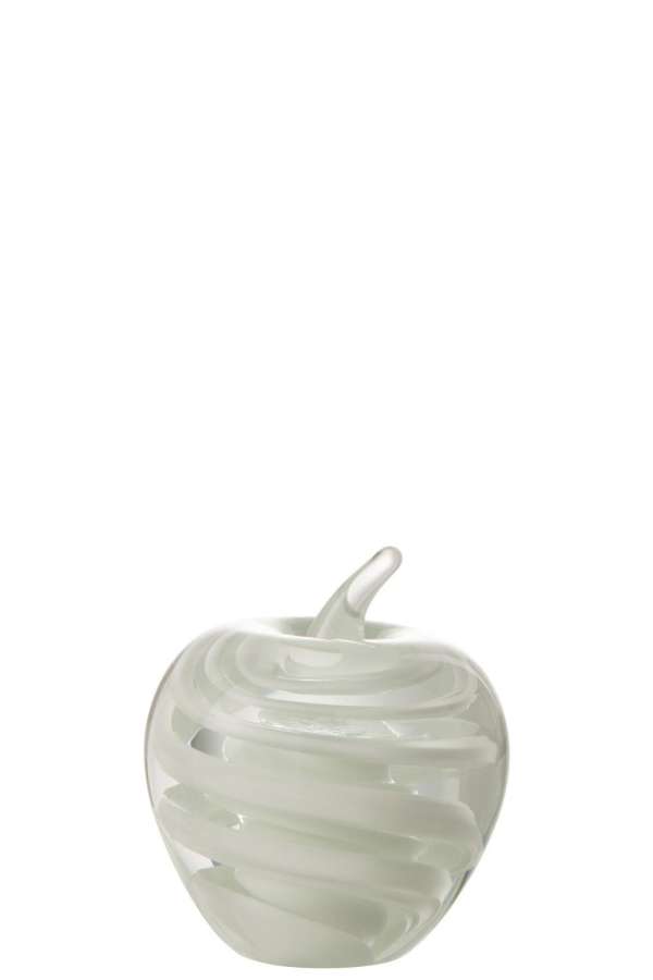 PAPERWEIGHT APPLE GLASS WHITE SMALL