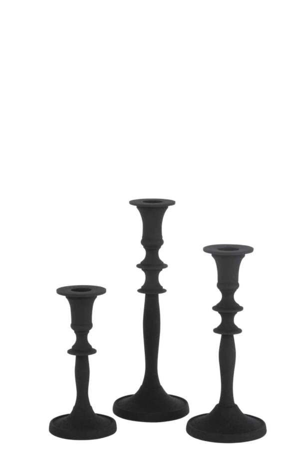 SET OF 3 CANDLEHOLDER CLASSICAL ALUMINIUM BLACK