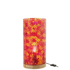 LAMP TABLE FLOWER MOSAIC GLASS PINK LARGE