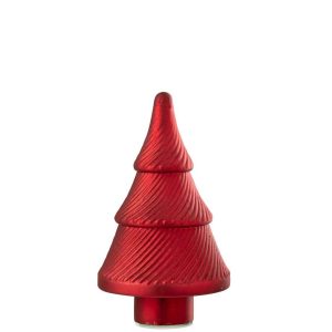 CHRISTMAS TREE OXYDISED RIBBED GLASS RED SMALL
