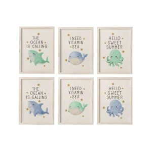 WALL DECORATION SEA ANIMALS PAPER MULTICOLORED ASSORTMENT OF 6