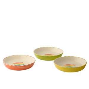 PLATE DEEP FISH CERAMIC MULTI ASSORTMENT OF 3