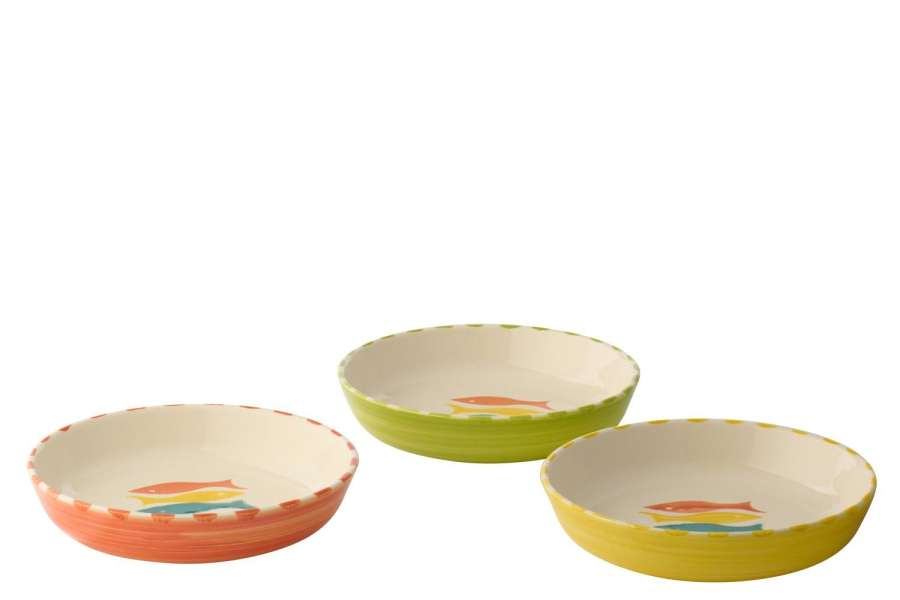 PLATE DEEP FISH CERAMIC MULTI ASSORTMENT OF 3