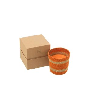 SCENTED CANDLE BASKET WAX ORANGE SMALL-45HOURS