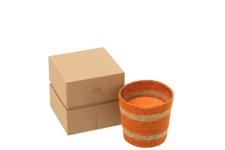 SCENTED CANDLE BASKET WAX ORANGE SMALL-45HOURS