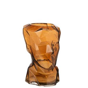VASE FACE GLASS BROWN