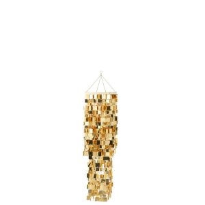 LAMP SHADE CHANDELIER SQUARE PVC GOLD COLORED MEDIUM
