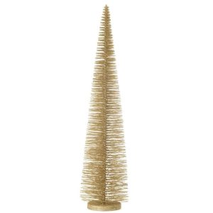 CHRISTMAS TREE DECO GLITTERS PLASTIC LIGHT GOLD  LARGE
