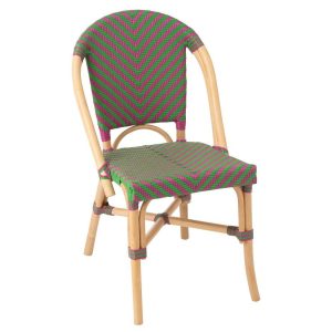 DINING CHAIR GEO RATTAN PINK/GREEN
