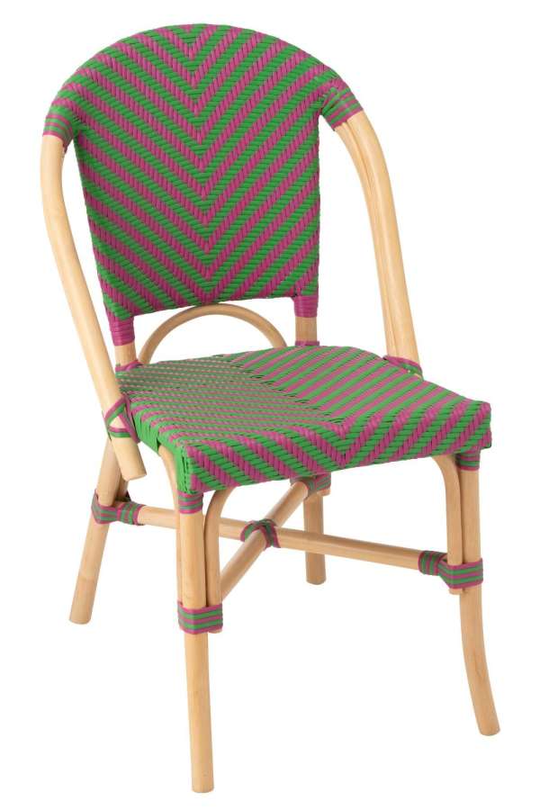 DINING CHAIR GEO RATTAN PINK/GREEN