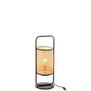 LAMP ON FOOT ELTON METAL/RATTAN BLACK/NATURAL SMALL