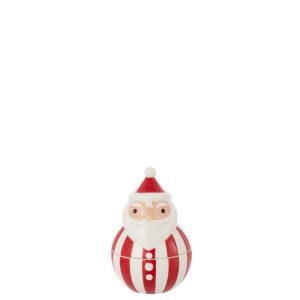 BOWL +  LID SANTA CLAUS DOLOMITE CHRISTMAS RED/WHITE SMALL