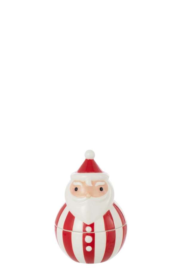 BOWL +  LID SANTA CLAUS DOLOMITE CHRISTMAS RED/WHITE SMALL