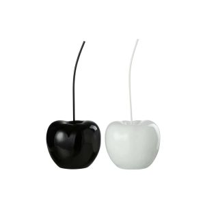 CHERRY RESIN SHINY WHITE/BLACK LARGE ASSORTMENT OF 2