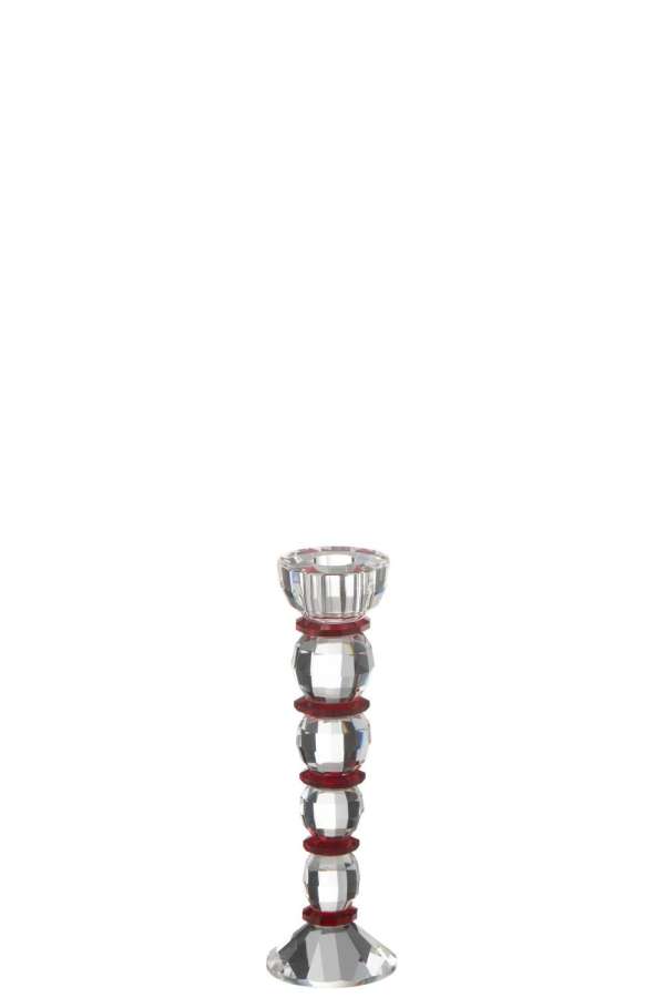CANDLE HOLDER ANNIE CRYSTAL RED/TRANSPARENT LARGE